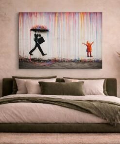 ALIVA 1238 banksy kleurrijke regen canvas schilderij d