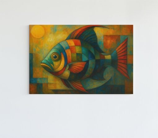 Moderne Abstracte Vis Canvas Schilderij