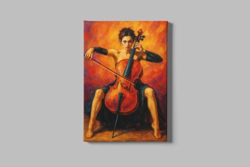 Vrouw en Cello Canvas Schilderij