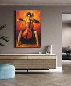 ALIVA 1261 vrouw en cello canvas schilderij b