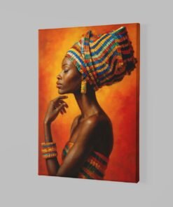 ALIVA 1264 elegante vrouw in oranje canvas schilderij a