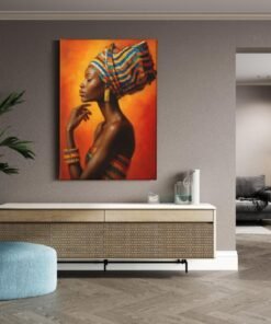 ALIVA 1264 elegante vrouw in oranje canvas schilderij b