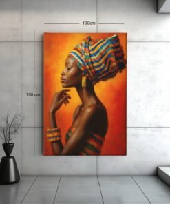 elegante-vrouw-in-oranje-canvas-schilderij-c