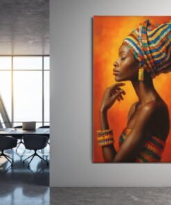 ALIVA 1264 elegante vrouw in oranje canvas schilderij d