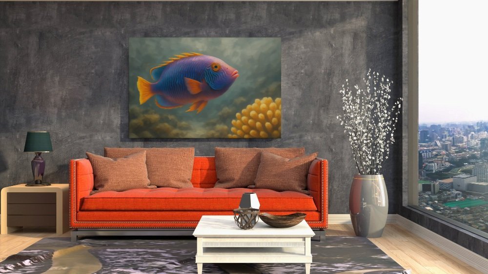 Koraalrif en Vis Canvas Schilderij - Afbeelding 3