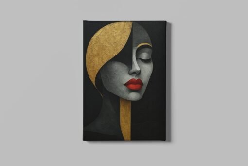 Abstracte Vrouw Canvas Schilderij  Zwart Goud