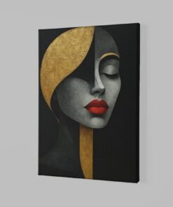 ALIVA 1359 abstracte vrouw canvas schilderij zwart goud a