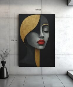 abstracte-vrouw-canvas-schilderij-zwart-goud-b