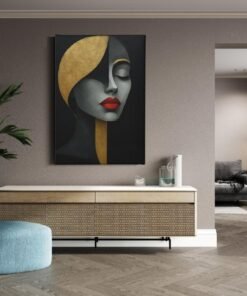 ALIVA 1359 abstracte vrouw canvas schilderij zwart goud c