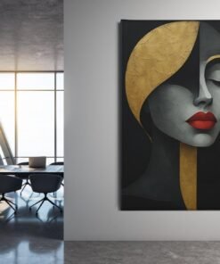 ALIVA 1359 abstracte vrouw canvas schilderij zwart goud d