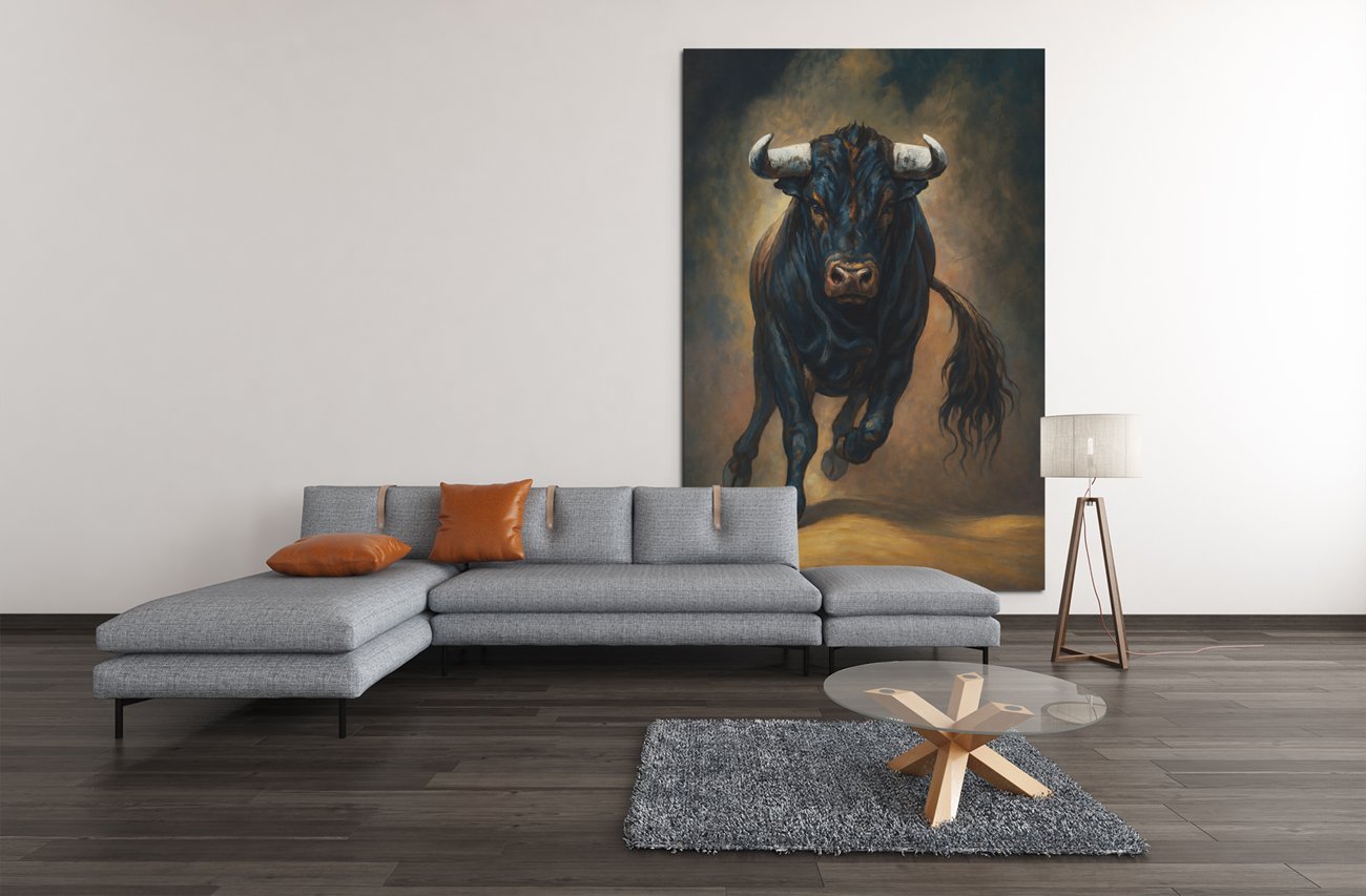 Sterke Stier Canvas Schilderij - Afbeelding 6
