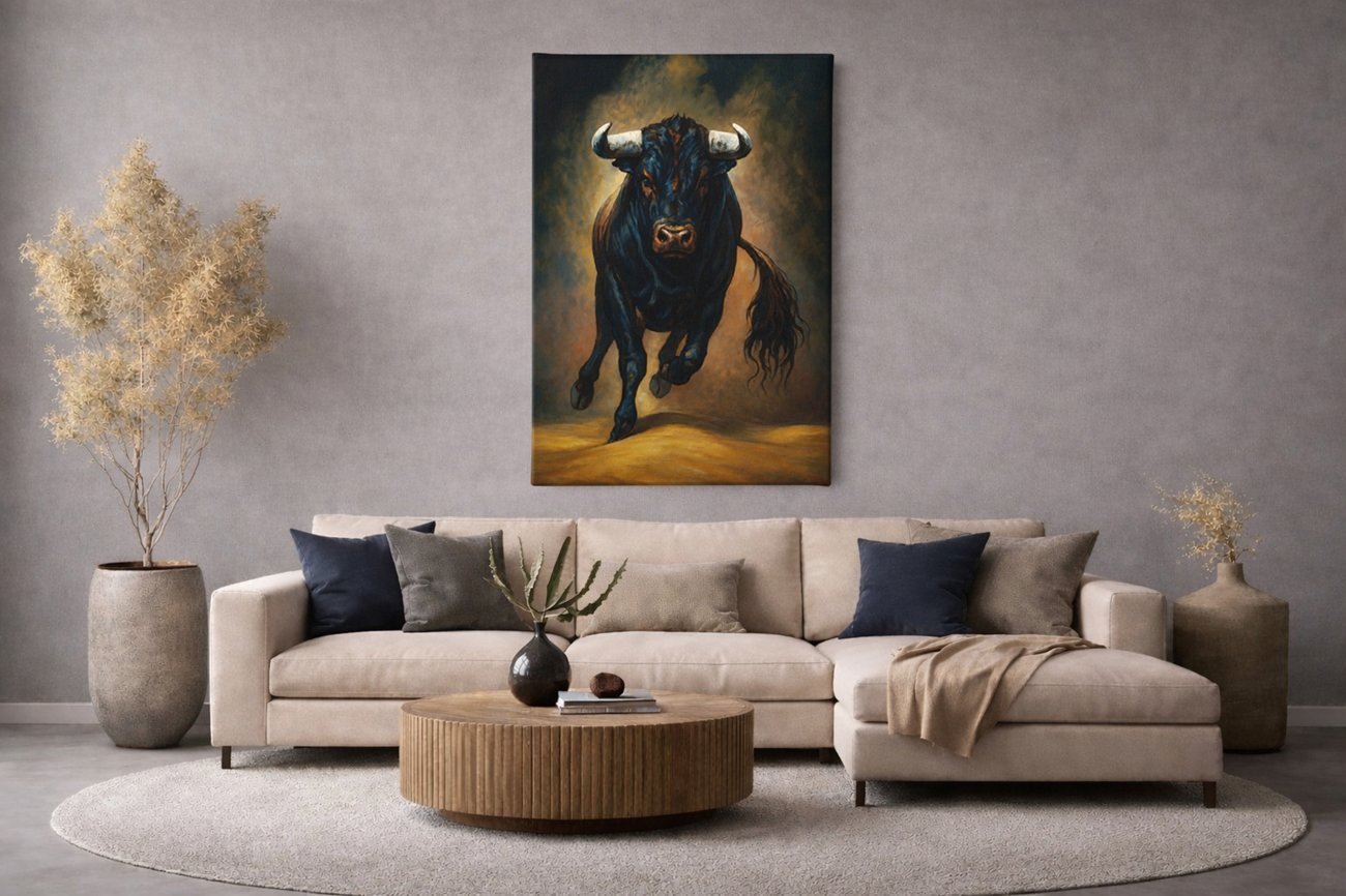 Sterke Stier Canvas Schilderij - Afbeelding 5