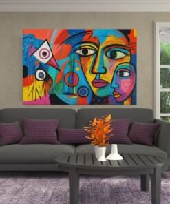 ALIVA 1480 gezichten in kleur canvas schilderij b