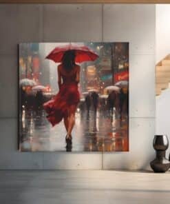 vrouw-in-de-regen-vierkant-schilderij-c