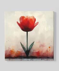 Vierkant Schilderij Rode Tulp