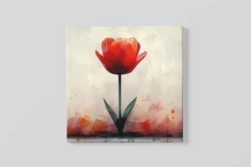 Vierkant Schilderij Rode Tulp