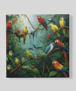 Papegaaienkoor Vierkant Schilderij