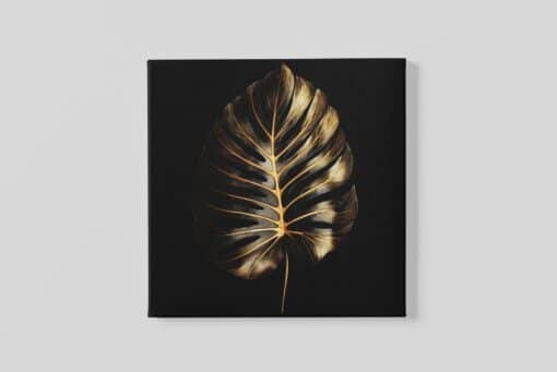 Blad goud Zwart Vierkant Schilderij