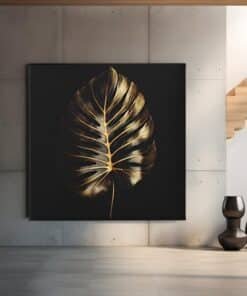 blad-goud-zwart-vierkant-schilderij-c