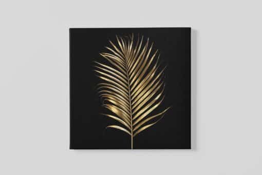 Bladeren Goud Zwart Vierkant Schilderij
