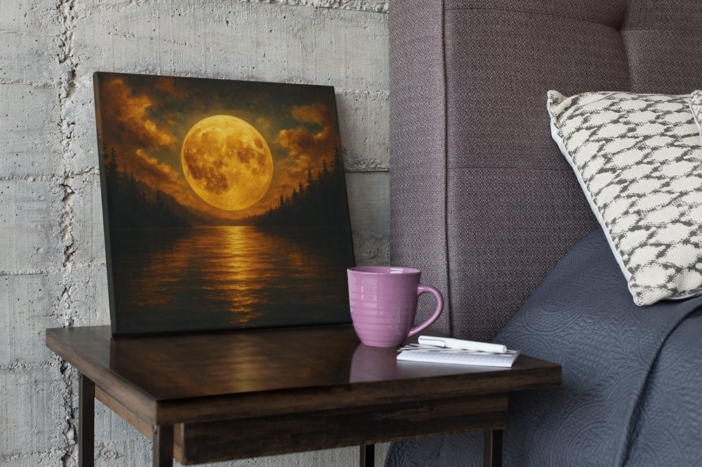 Vierkant Schilderij Volle Maan - Afbeelding 3