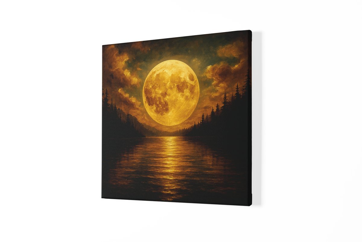 Vierkant Schilderij Volle Maan - Afbeelding 2