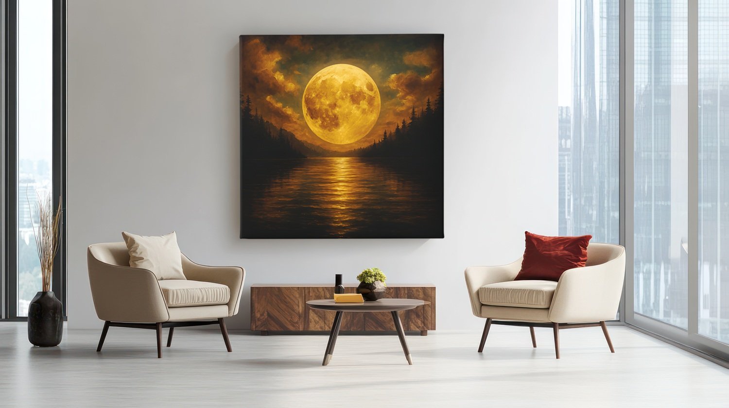Vierkant Schilderij Volle Maan - Afbeelding 4