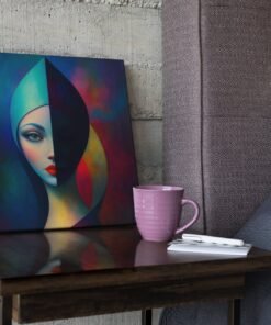 Abstract Portret Vierkant Schilderij - Afbeelding 3