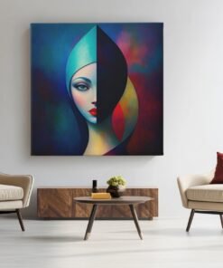Abstract Portret Vierkant Schilderij - Afbeelding 4