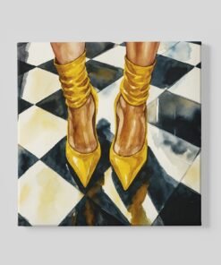 Stijlvolle Gele Schoenen Vierkant Schilderij