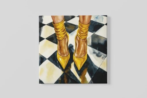 Stijlvolle Gele Schoenen Vierkant Schilderij