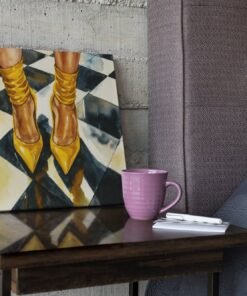 OEFE 1241 stijlvolle gele schoenen vierkant schilderij b