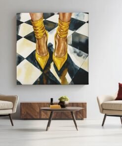 OEFE 1241 stijlvolle gele schoenen vierkant schilderij d