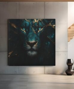 leeuw-groen-en-goud-vierkant-schilderij-c