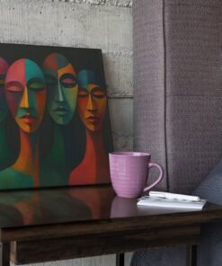 OEFE 1255 kleurrijke zielen virkant schilderij b
