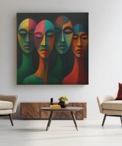 OEFE 1255 kleurrijke zielen virkant schilderij d