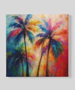 Kleurrijke Palmbomen Vierkant Schilderij