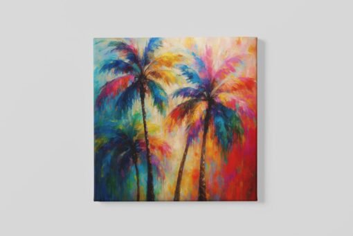 Kleurrijke Palmbomen Vierkant Schilderij