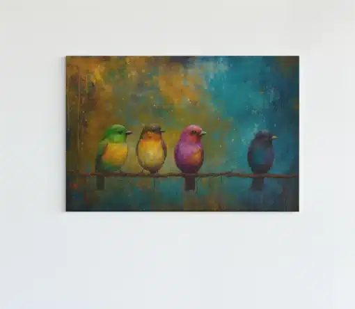 Vogels op een Rij Canvas Schilderij