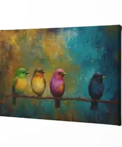 vogels op een rij canvas schilderij a