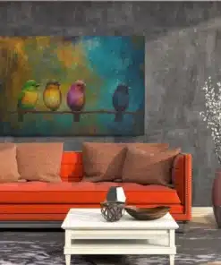 vogels op een rij canvas schilderij c
