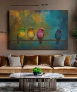 vogels op een rij canvas schilderij d