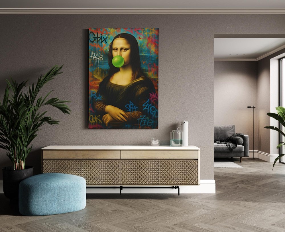 Mona Lisa Street Art Canvas Schilderij - Afbeelding 3