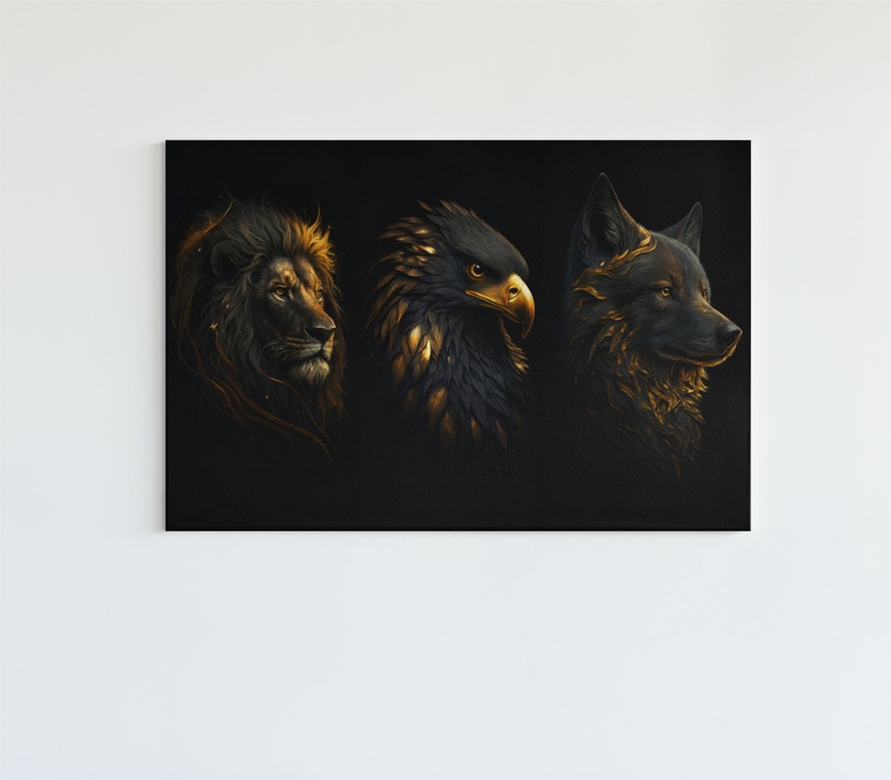 Leeuw Adelaar en Wolf Canvas Schilderij