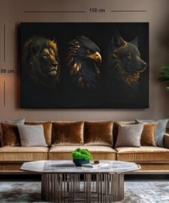 canvas-schilderij-leeuw-adelaar-wolf-d