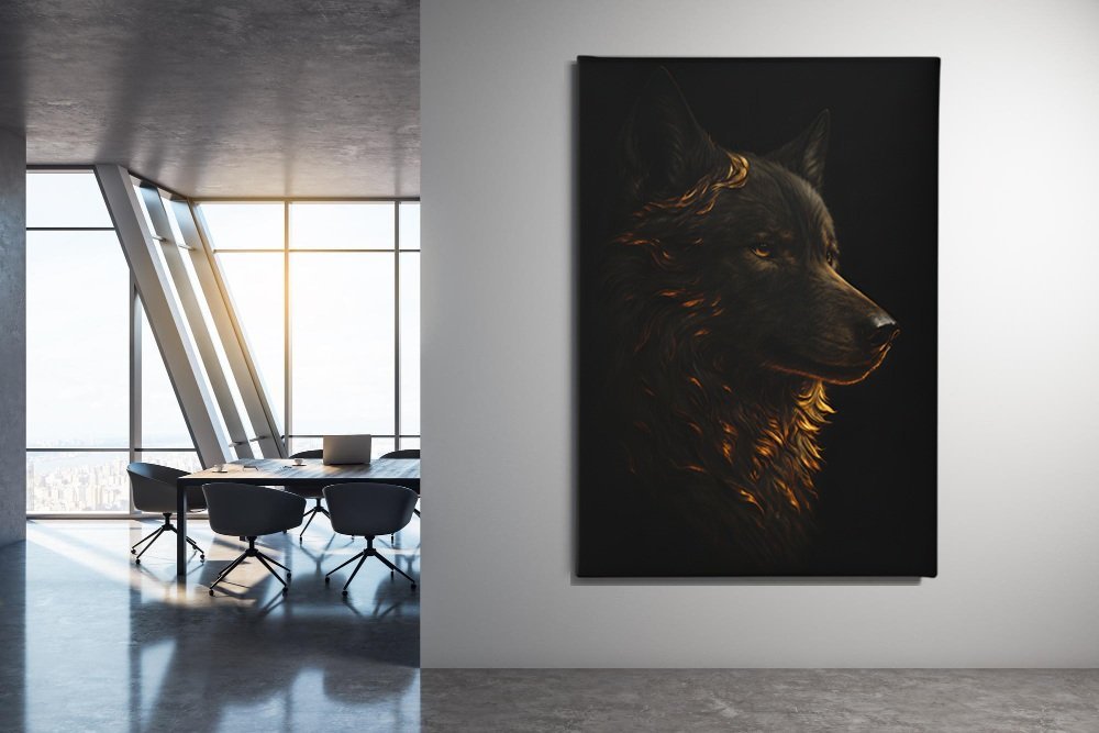 Gouden Wolf Canvas Schilderij - Afbeelding 4