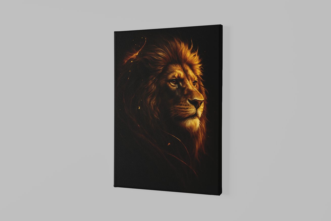 Gouden Leeuw Canvas Schilderij - Afbeelding 2