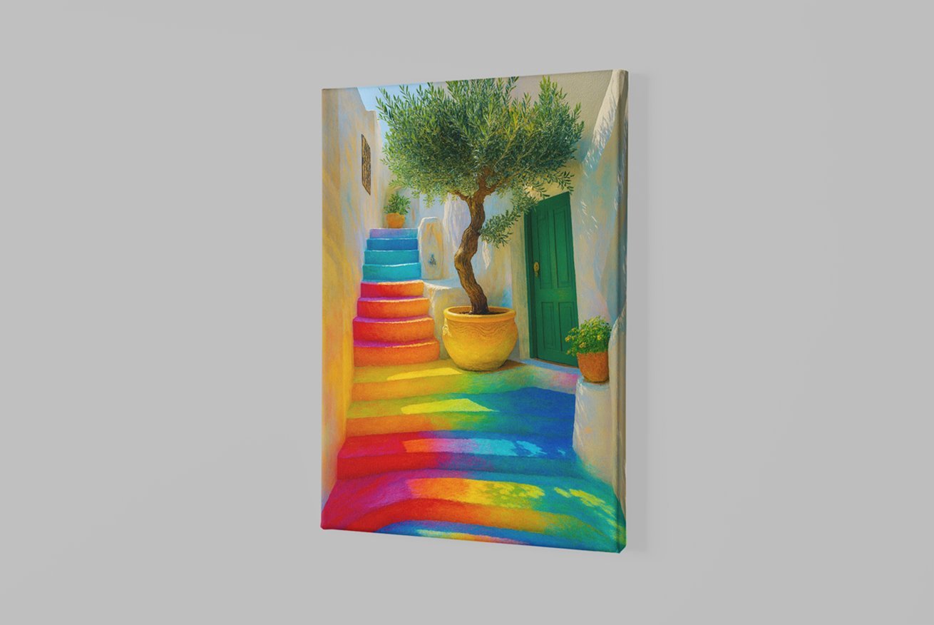 Regenboogtrap Canvas Schilderij - Afbeelding 2