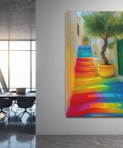 ALIVA 1511 regenboog trap canvas schilderij c