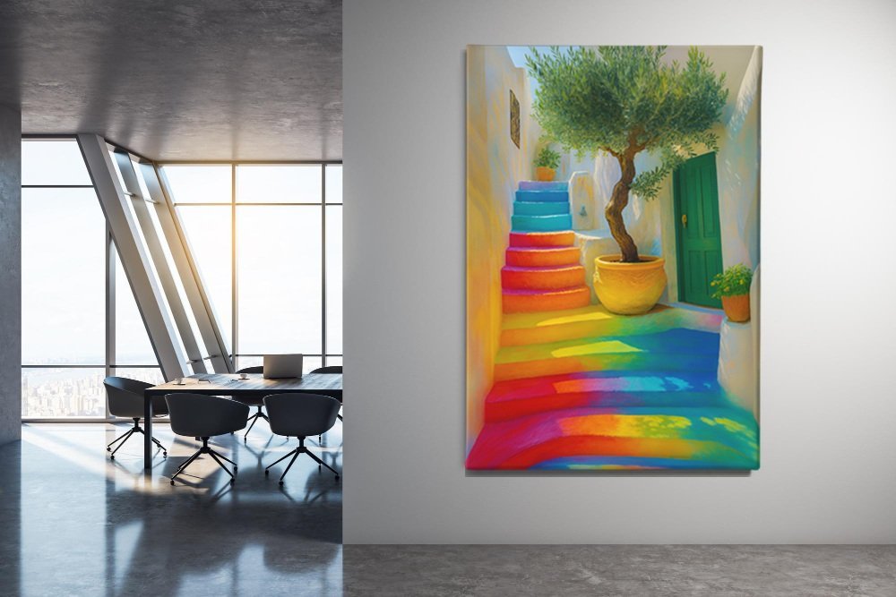 Regenboogtrap Canvas Schilderij - Afbeelding 4